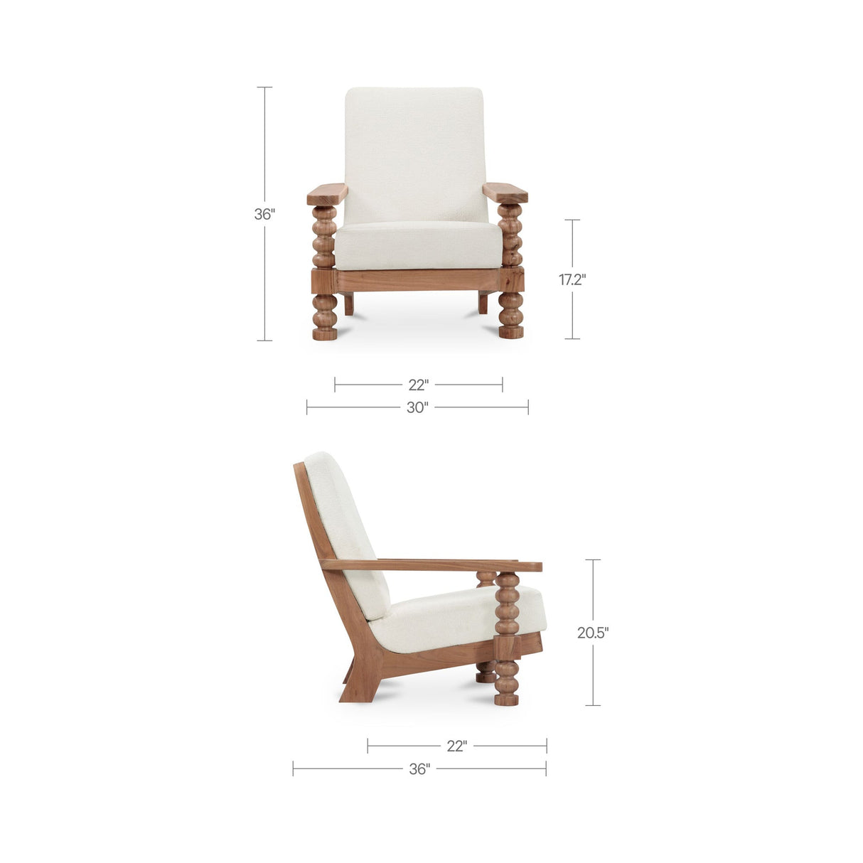 Ingrid Off White Accent Chair by MOES at Eve Furniture