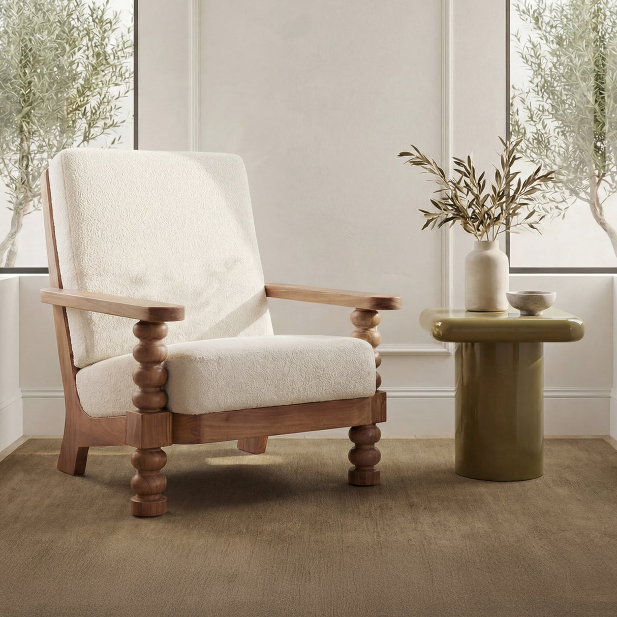 Ingrid Off White Accent Chair by MOES at Eve Furniture