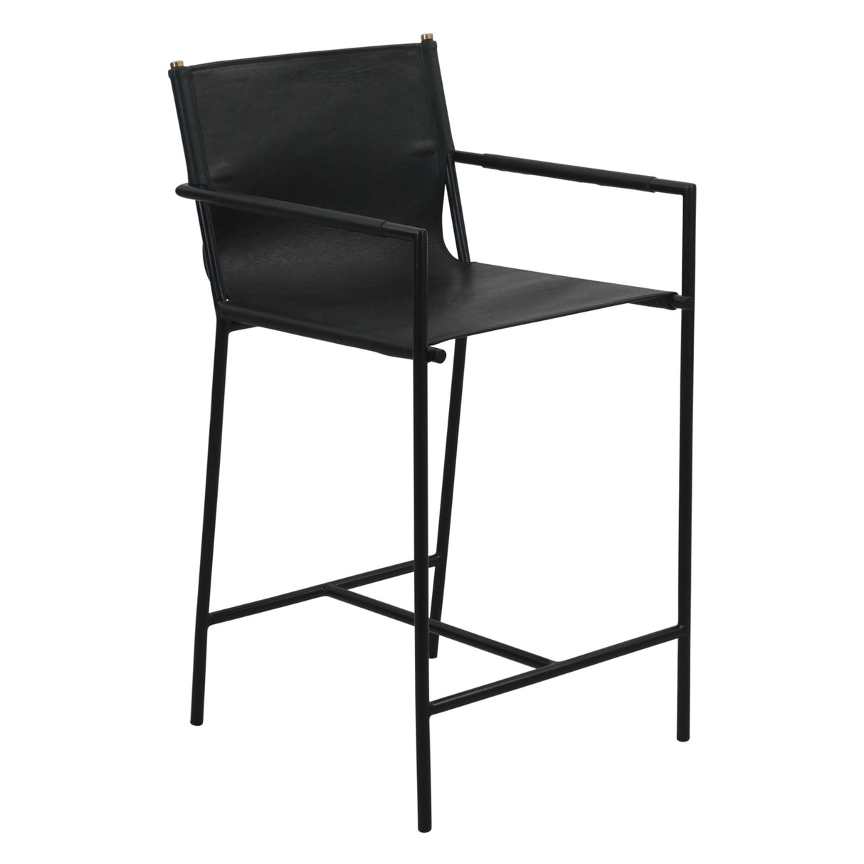 Irvine 20" Counter Armchair in Black Leather and Iron by Home Trends & Design at Eve Furniture
