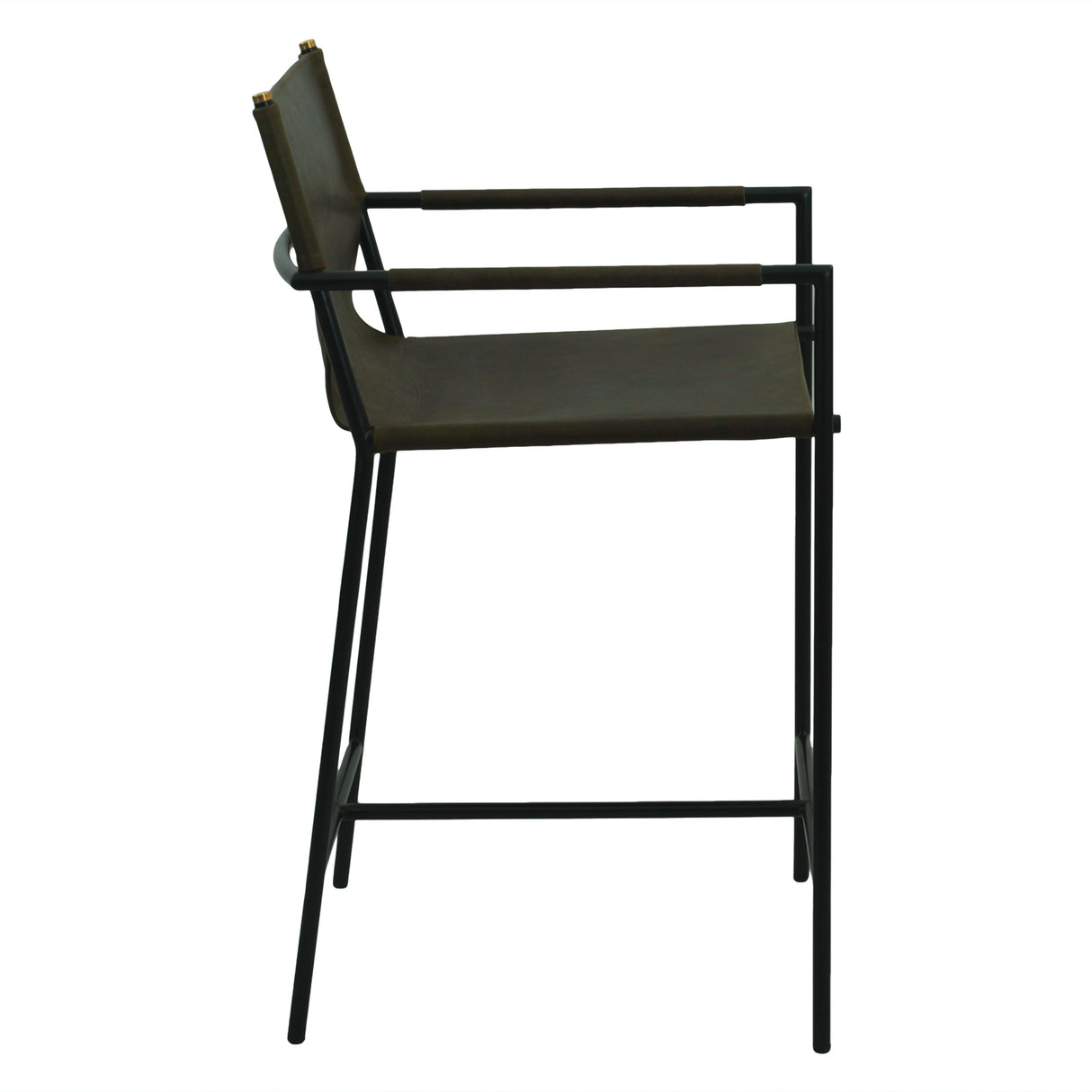 Irvine 20" Counter Armchair in Olive Green Leather and Iron by Home Trends & Design at Eve Furniture