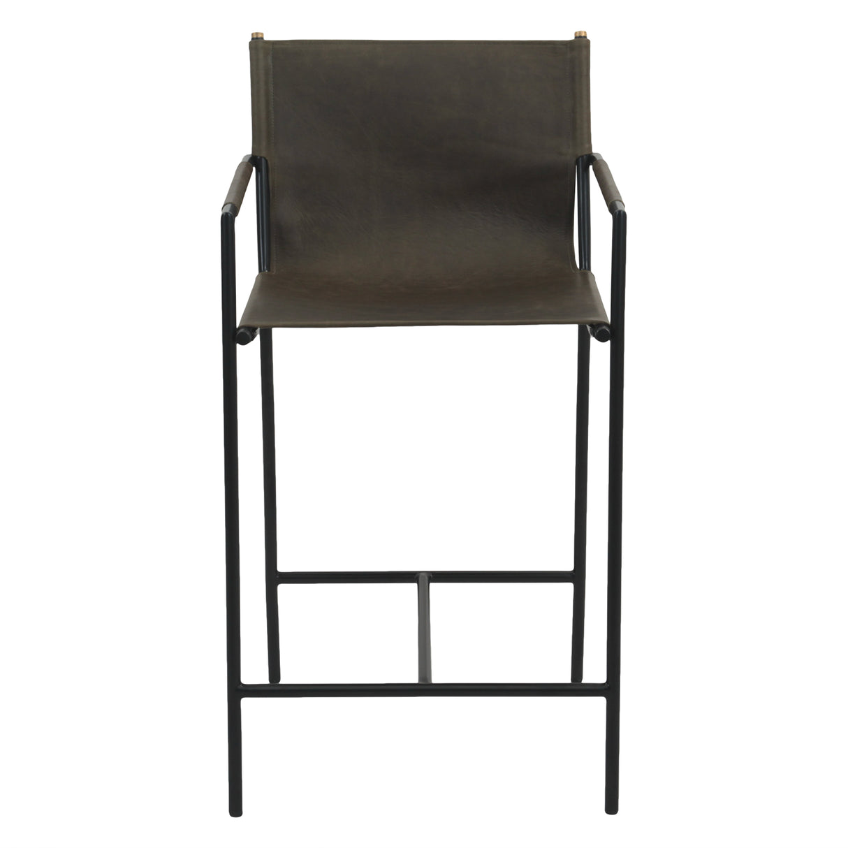 Irvine 20" Counter Armchair in Olive Green Leather and Iron by Home Trends & Design at Eve Furniture