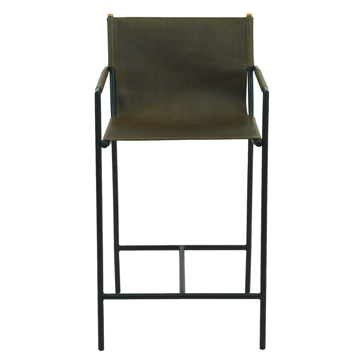 Irvine 20" Counter Armchair in Olive Green Leather and Iron by Home Trends & Design at Eve Furniture