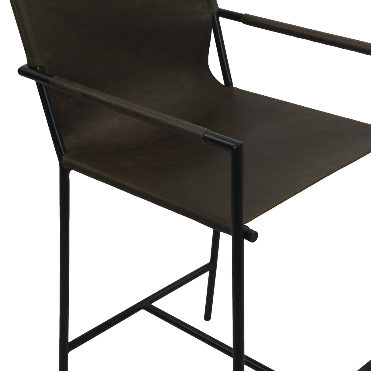 Irvine 20" Counter Armchair in Olive Green Leather and Iron by Home Trends & Design at Eve Furniture