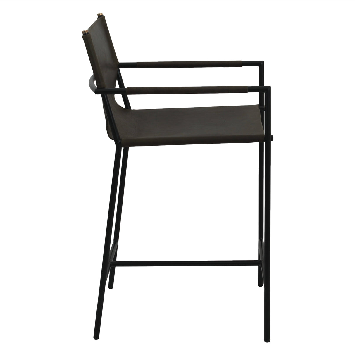 Irvine 20" Counter Armchair in Olive Green Leather and Iron by Home Trends & Design at Eve Furniture