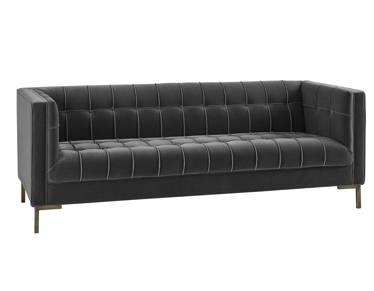 Isaac Channel Stitched Gray Velvet Sofa by Steve Silver at Eve Furniture