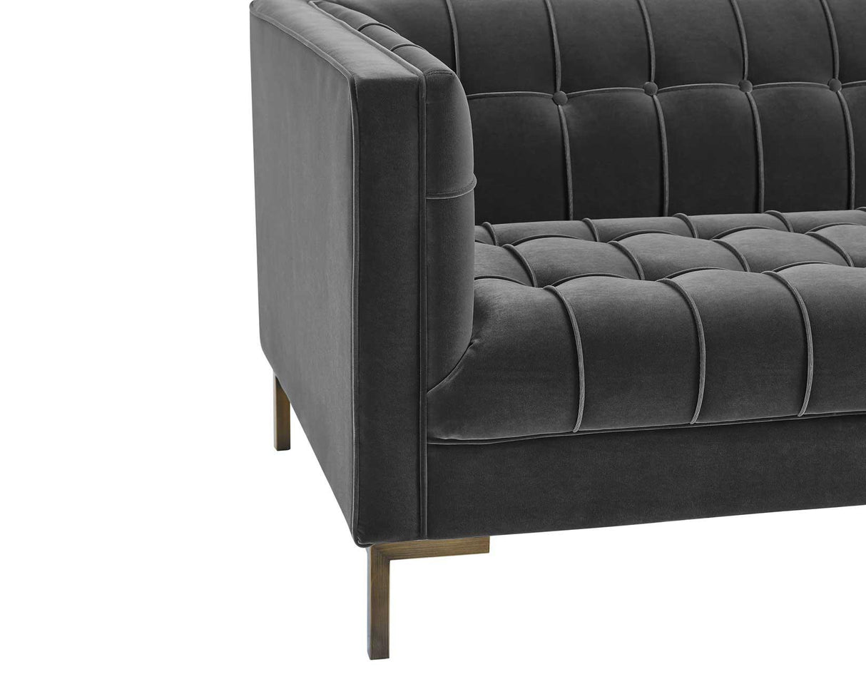 Isaac Channel Stitched Gray Velvet Sofa by Steve Silver at Eve Furniture