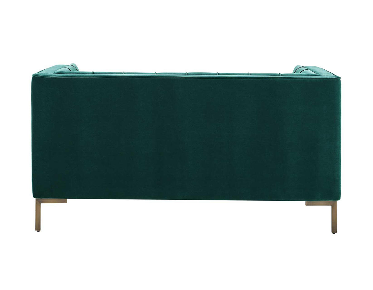 Isaac Channel Stitched Green Velvet Loveseat by Steve Silver at Eve Furniture