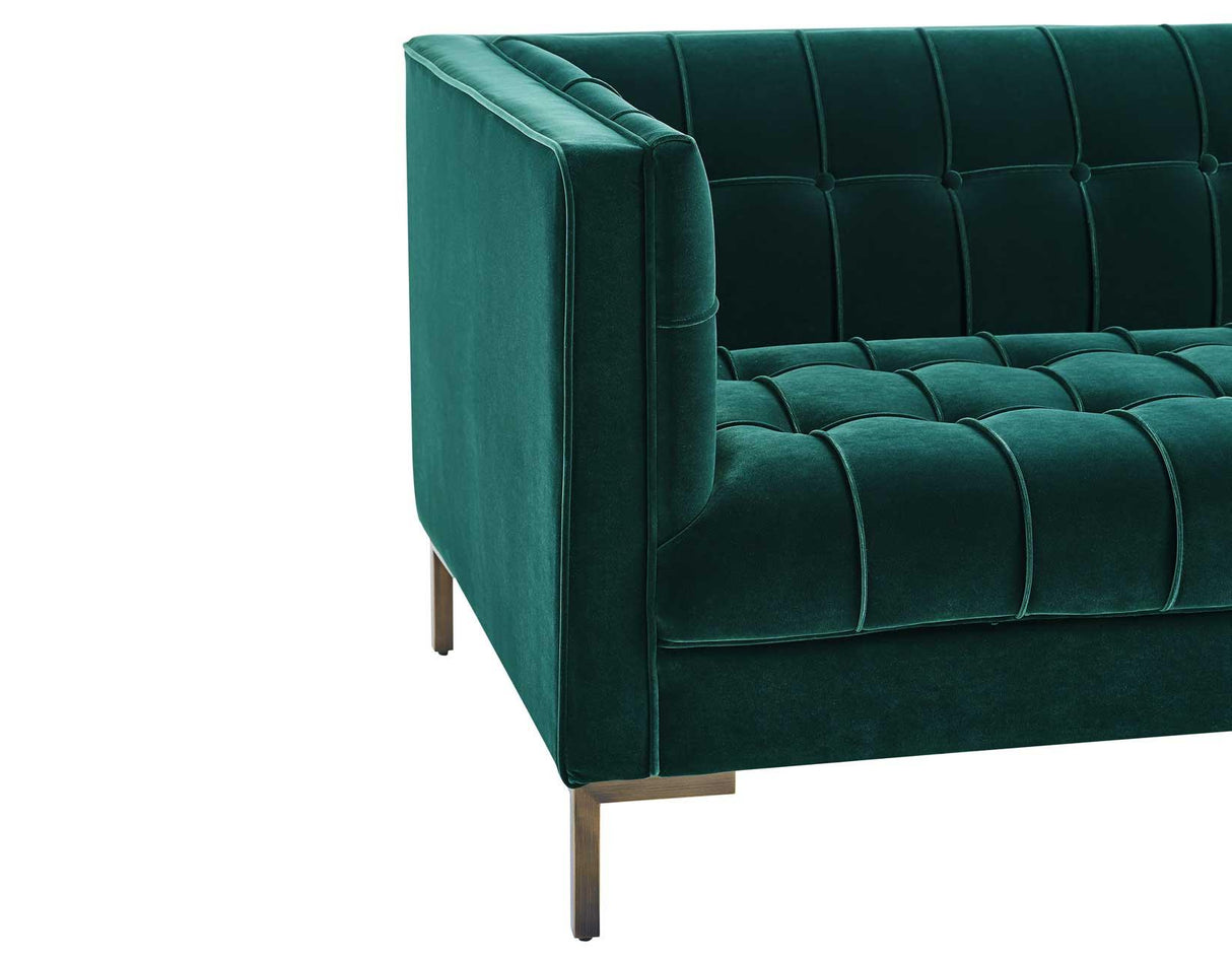Isaac Channel Stitched Green Velvet Sofa by Steve Silver at Eve Furniture