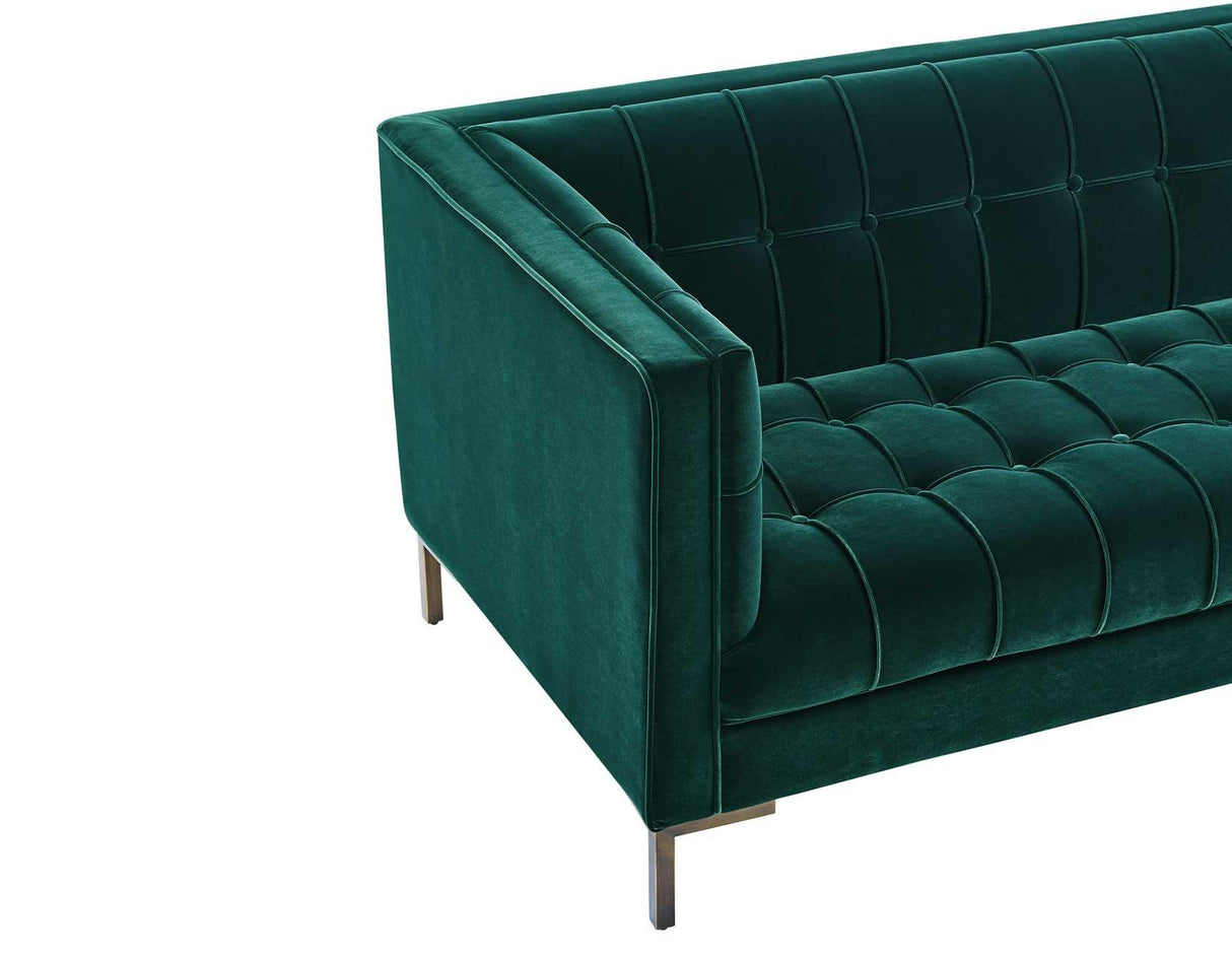 Isaac Channel Stitched Green Velvet Sofa by Steve Silver at Eve Furniture