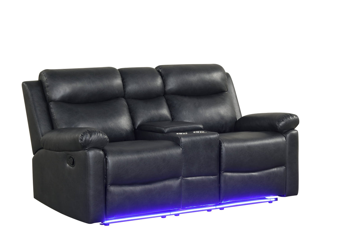 Isabel Black Leather Gel 3-Piece Reclining Set by Happy Homes at Eve Furniture
