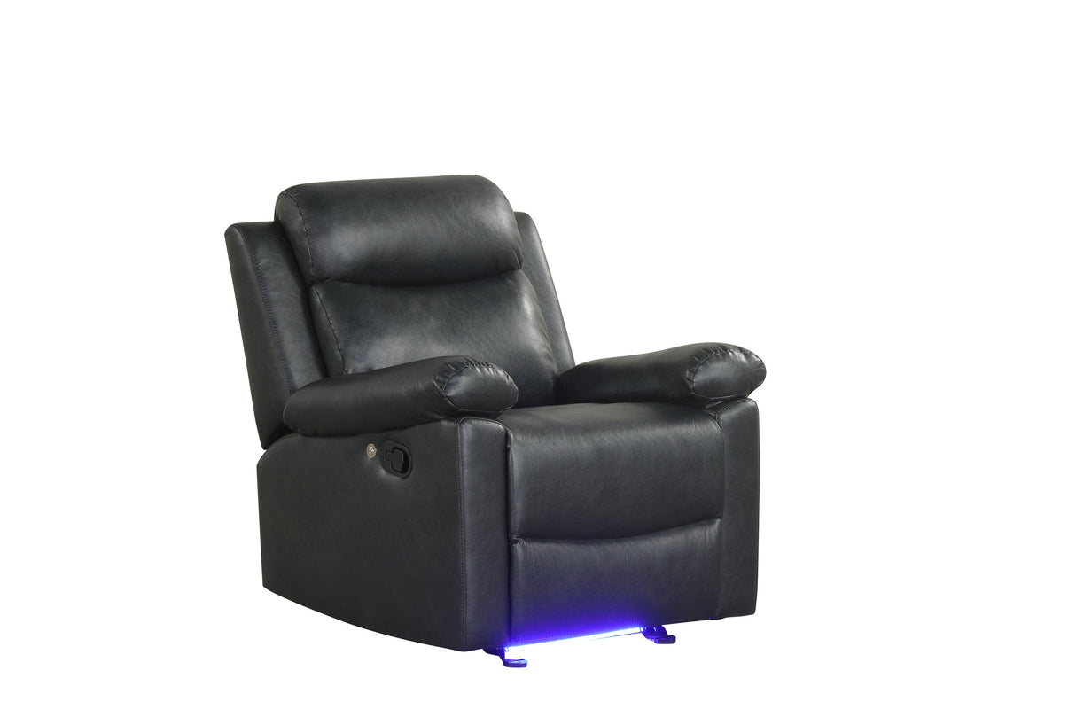 Isabel Black Leather Gel 3-Piece Reclining Set by Happy Homes at Eve Furniture