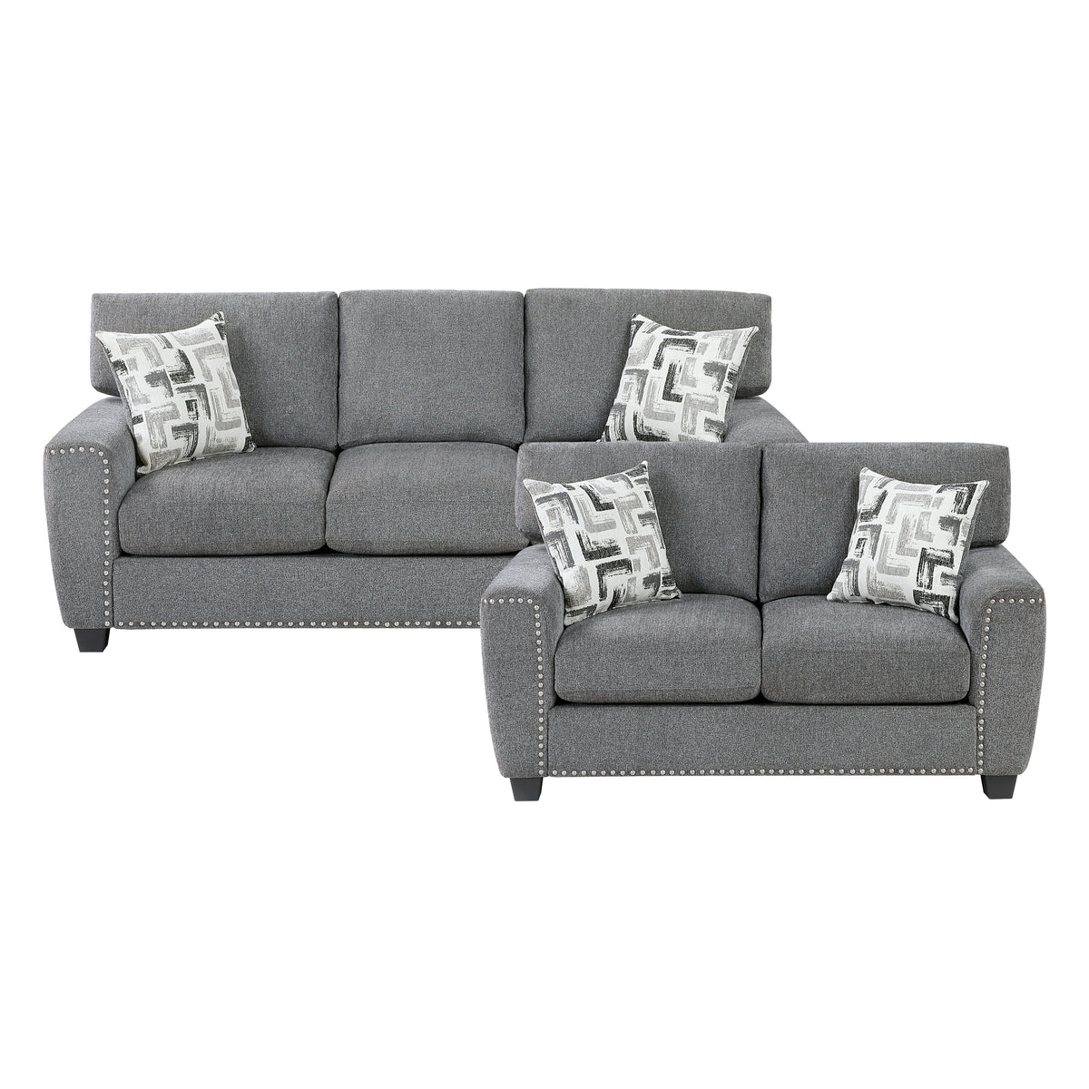 Isabel Dark Gray 2-Piece Living Room Set by Homelegance at Eve Furniture