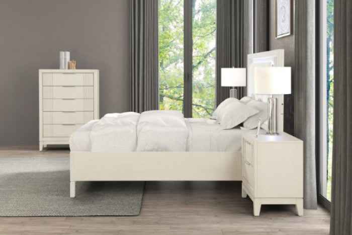Isadore Antique White 4-Piece Queen Bedroom Set by Furniture of America at Eve Furniture