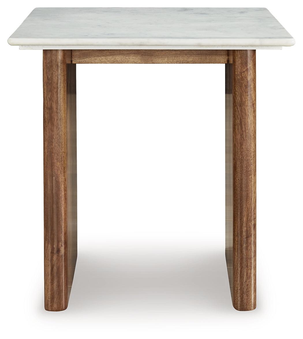 Isanti Light Brown/White End Table by Ashley at Eve Furniture
