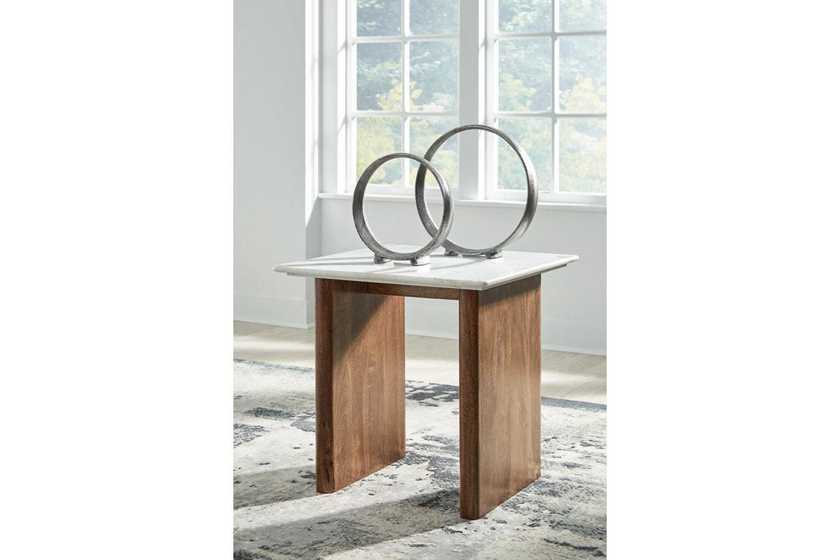 Isanti Light Brown/White Coffee Table and 2 End Tables by Ashley at Eve Furniture