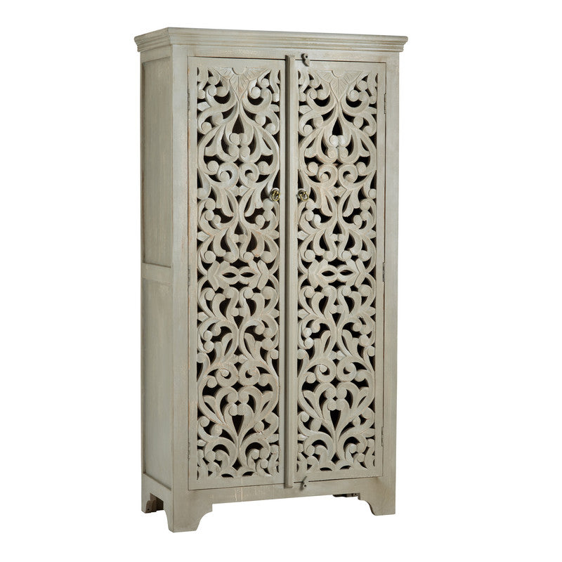İshana Cream/Brown Tall Cabinet by Crestview at Eve Furniture