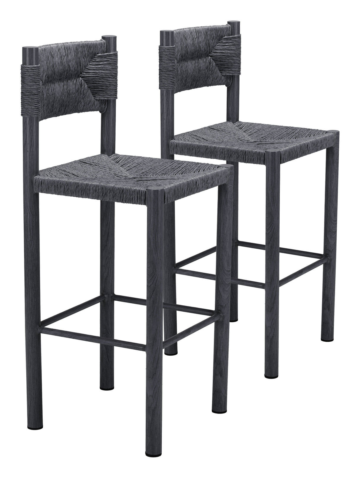 Iska Black Outdoor Barstool (Set of 2) by Zuomod at Eve Furniture