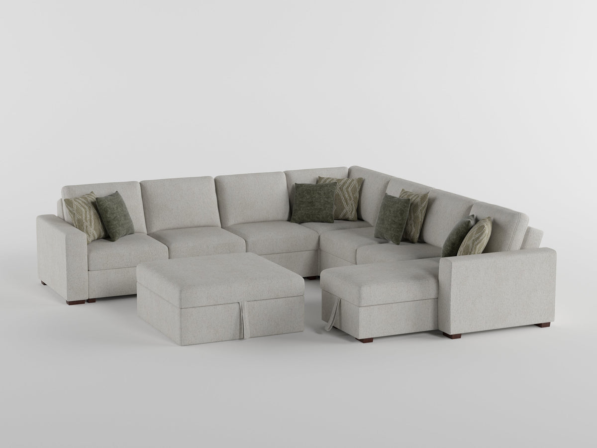 Isla Beige 3-Piece Sectional with Reversible Chaises and Hidden Storage by Homelegance at Eve Furniture