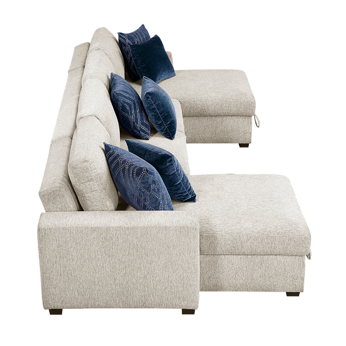 Isla Beige 3-Piece Sectional with Reversible Chaises and Hidden Storage by Homelegance at Eve Furniture