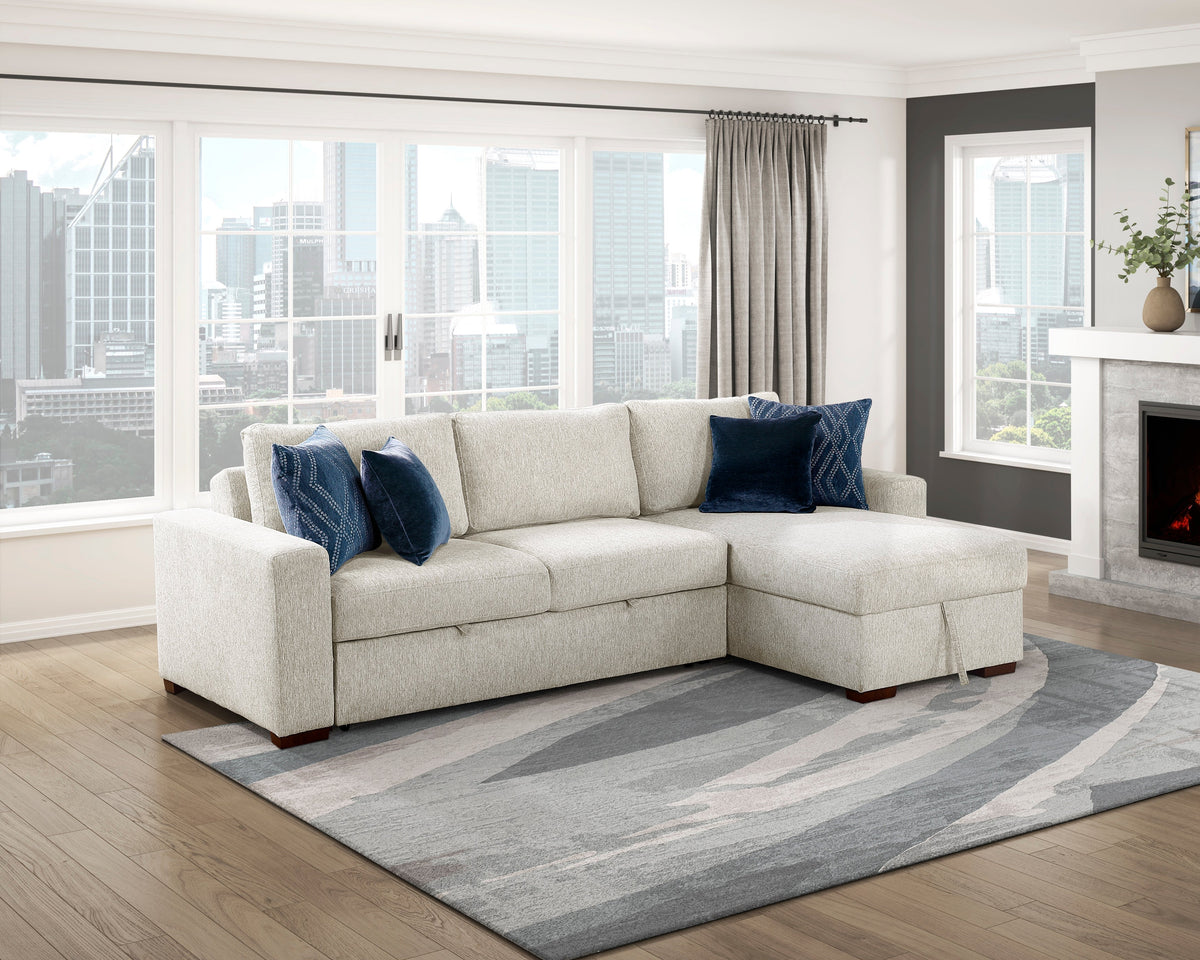 Isla Beige 3-Piece Sectional with Reversible Chaises and Hidden Storage by Homelegance at Eve Furniture
