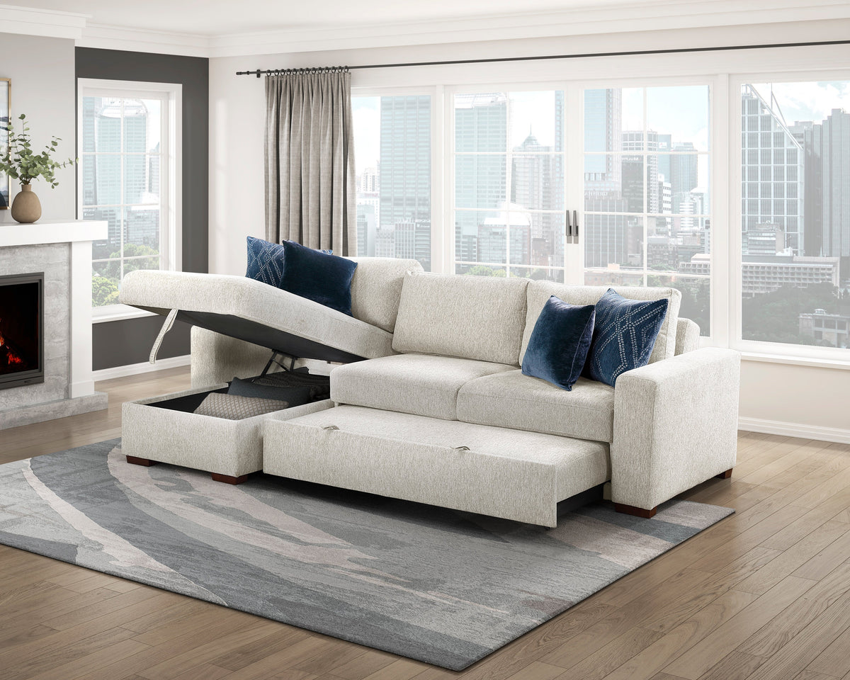 Isla Beige 3-Piece Sectional with Reversible Chaises and Hidden Storage by Homelegance at Eve Furniture