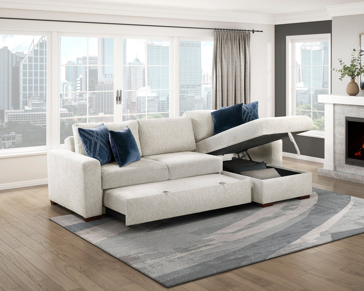 Isla Beige 3-Piece Sectional with Reversible Chaises and Hidden Storage by Homelegance at Eve Furniture