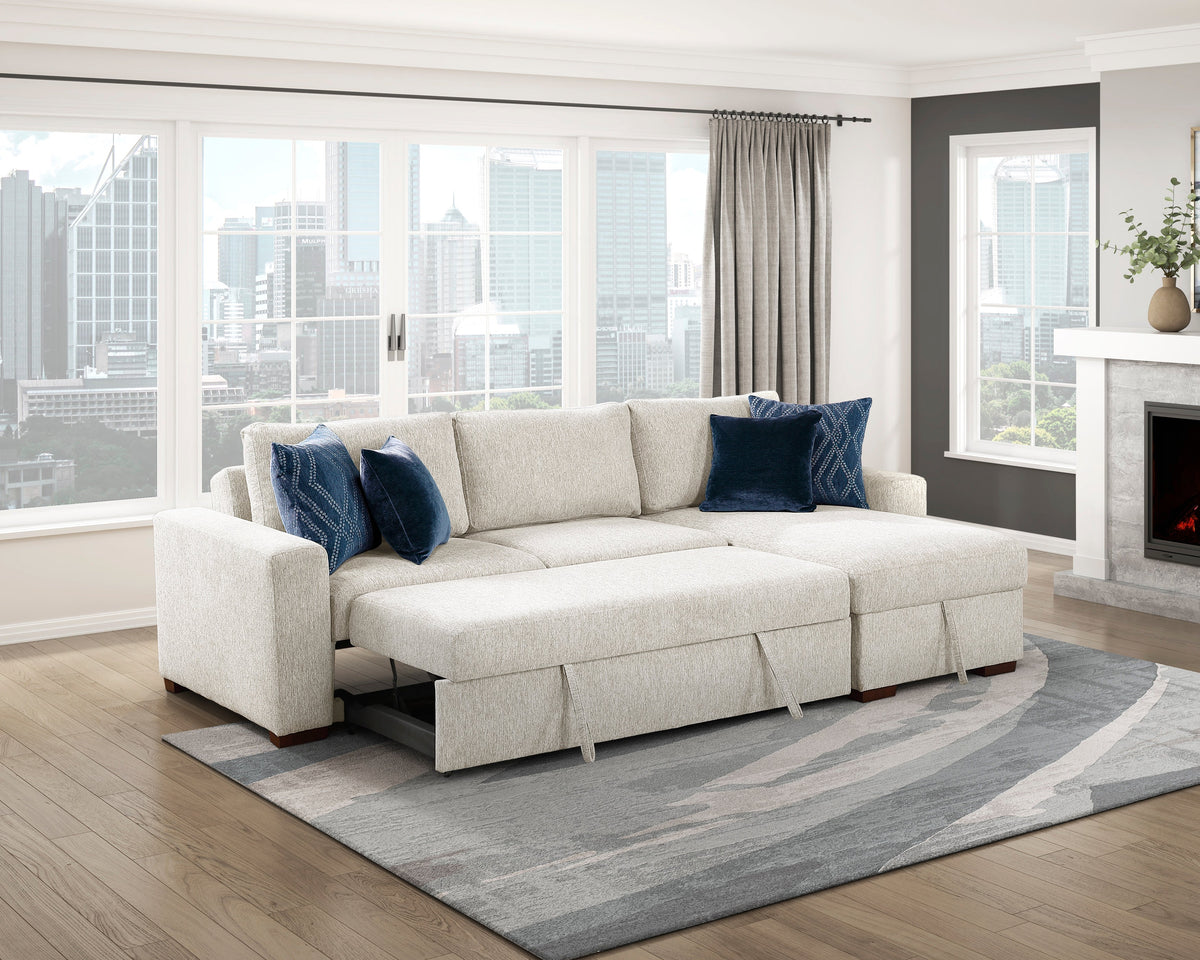 Isla Beige 3-Piece Sectional with Reversible Chaises and Hidden Storage by Homelegance at Eve Furniture