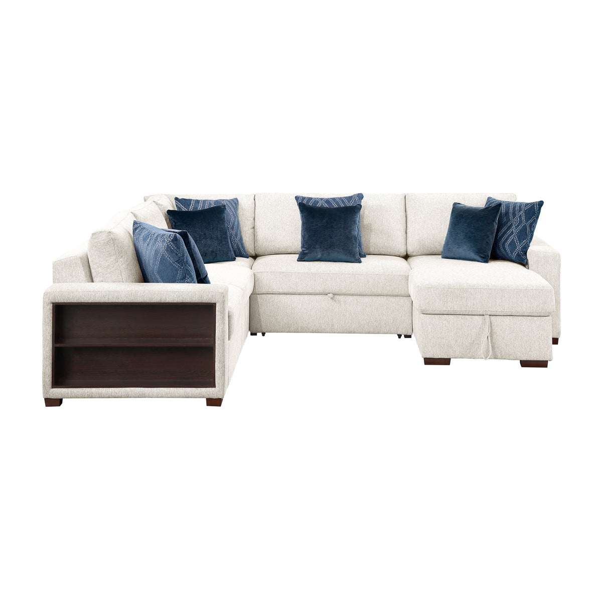 Isla Beige 4-Piece Sleeper Sectional with Storage Chaise and USB Ports by Homelegance at Eve Furniture