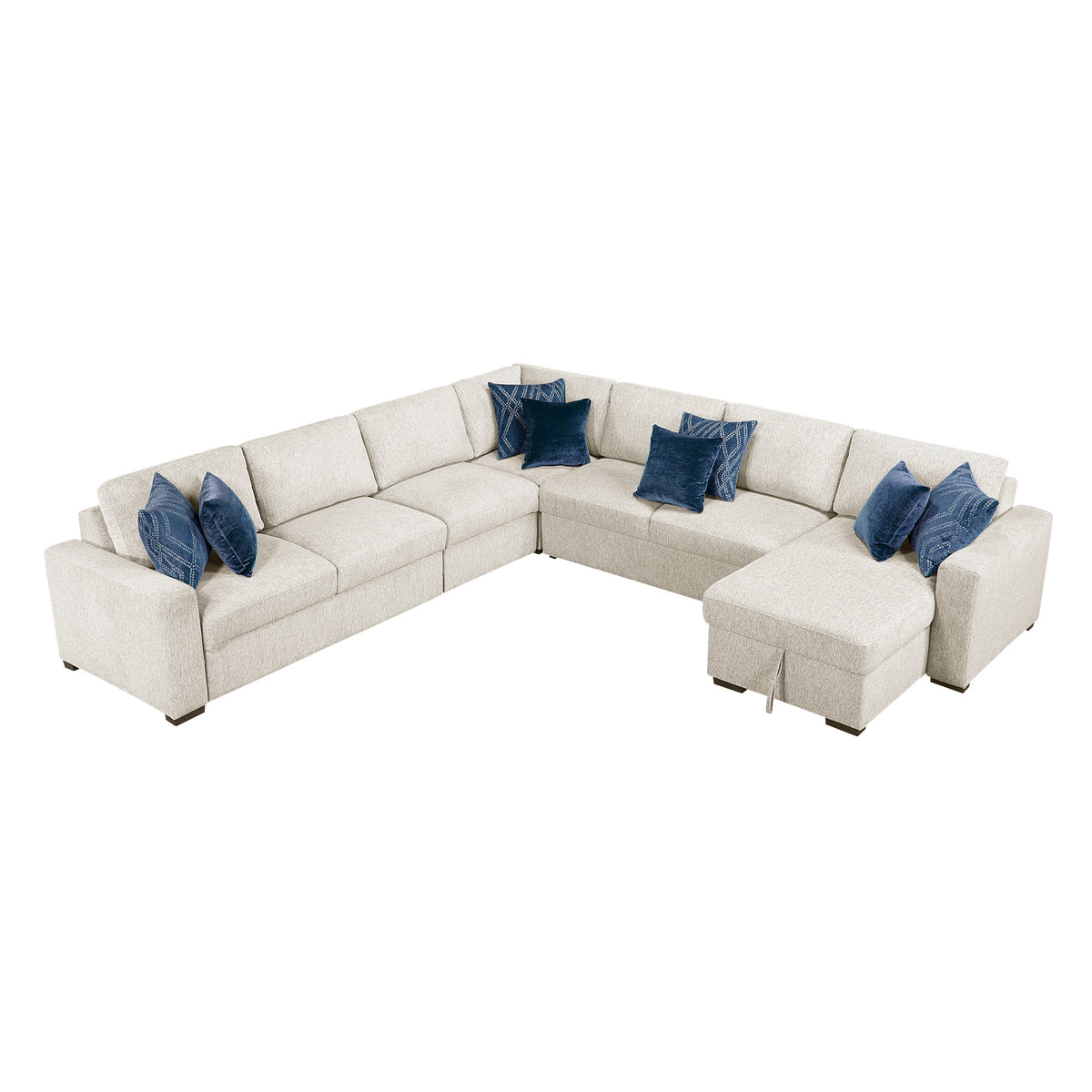 Isla Beige 5-Piece Sectional with Convertible and Reversible Chaise, Hidden Storage, Click Motion Back by Homelegance at Eve Furniture