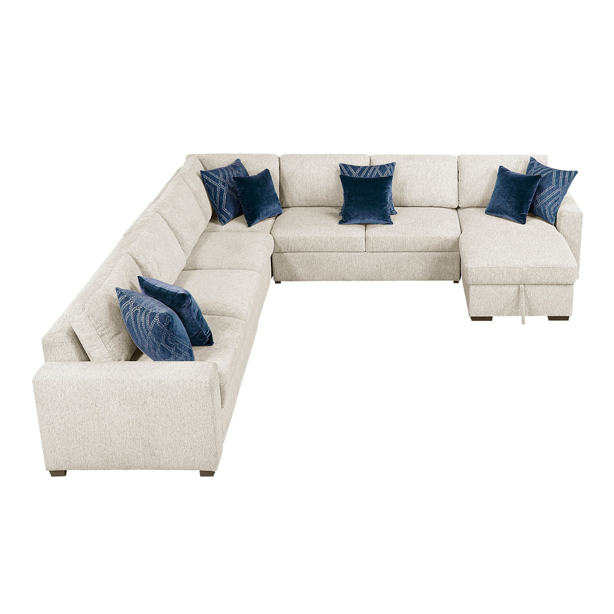 Isla Beige 5-Piece Sectional with Convertible and Reversible Chaise, Hidden Storage, Click Motion Back by Homelegance at Eve Furniture