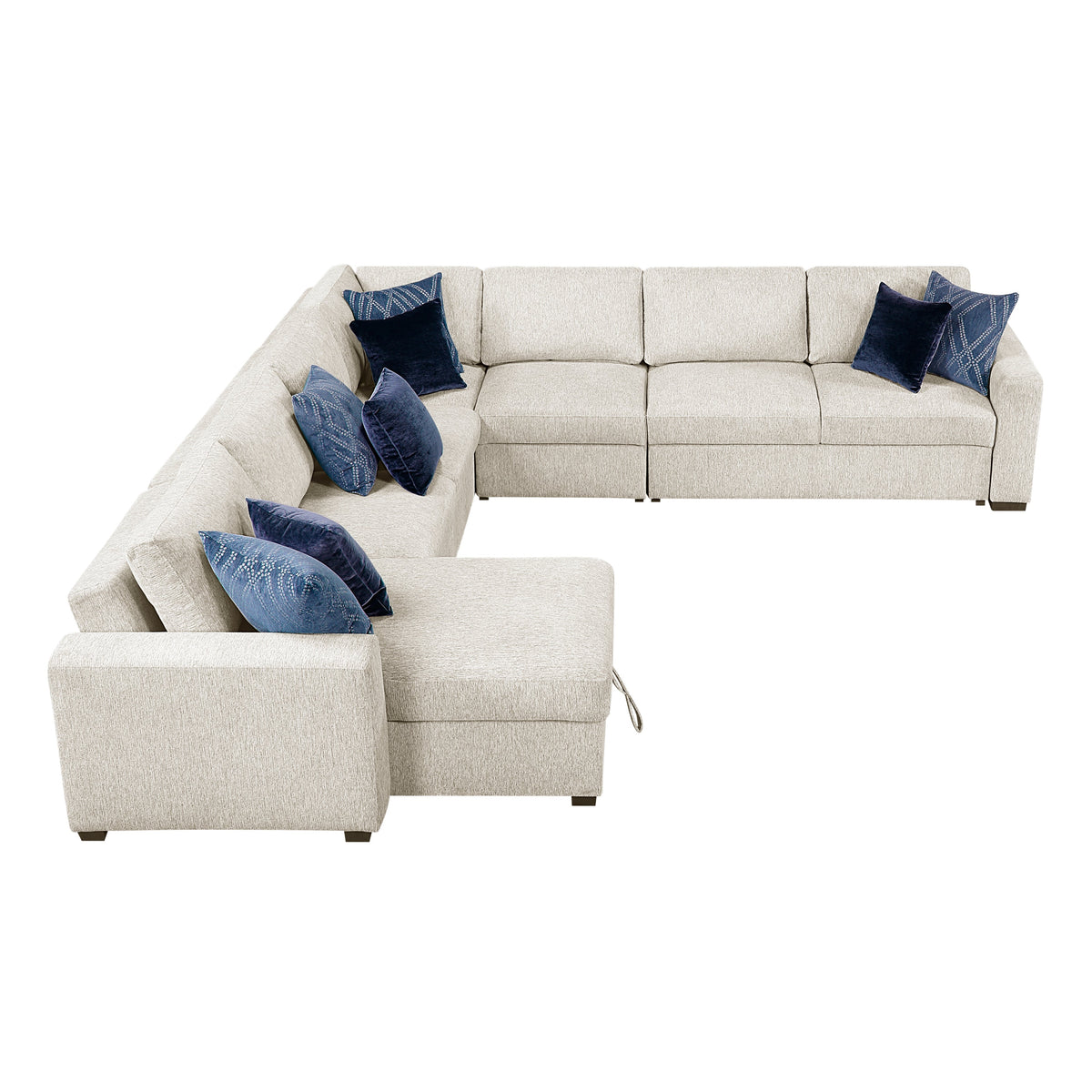 Isla Beige 5-Piece Sectional with Convertible and Reversible Chaise, Hidden Storage, Click Motion Back by Homelegance at Eve Furniture