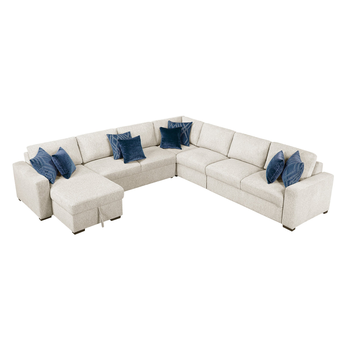 Isla Beige 5-Piece Sectional with Convertible and Reversible Chaise, Hidden Storage, Click Motion Back by Homelegance at Eve Furniture