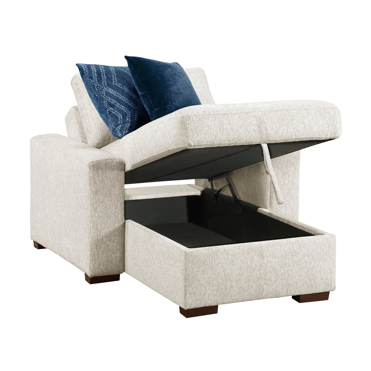 Isla Beige Chaise Lounge with Arms and Hidden Storage, Click Motion Back by Homelegance at Eve Furniture
