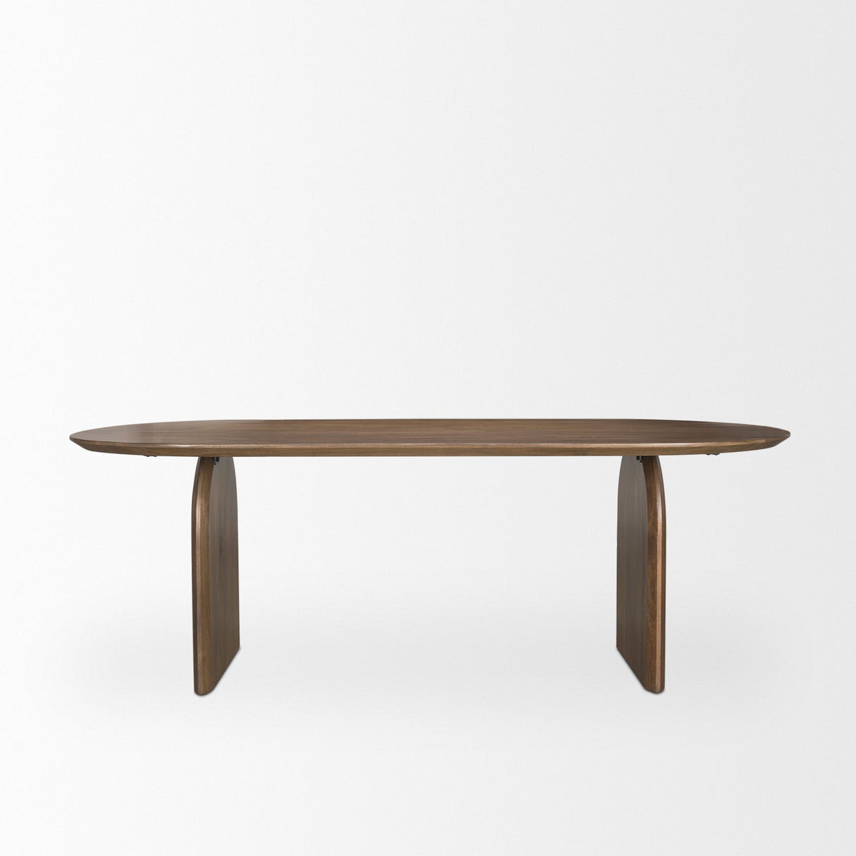Isla Oval Dining Table w/Dark Brown Wood Top & Arched Legs by Mercana at Eve Furniture