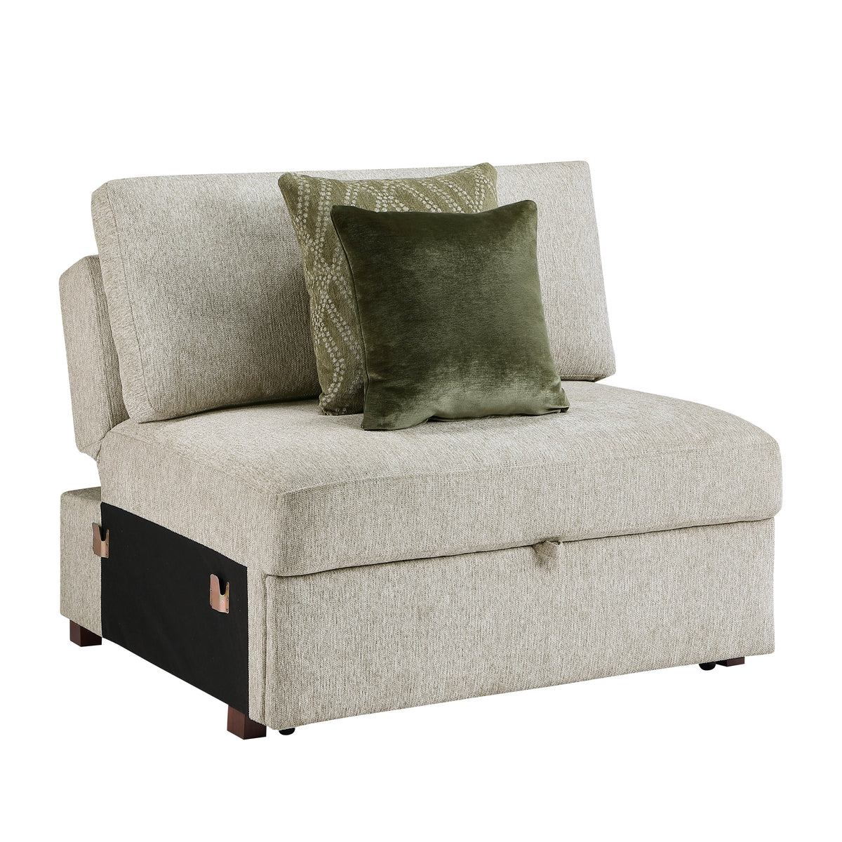 Isla Sage Sand Track Arms Convertible Wide Chair with Pull-out Bed and Click Motion Back by Homelegance at Eve Furniture