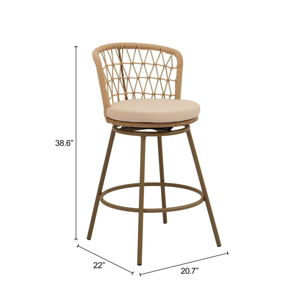 Islamorada Swivel Barstool Brown by Zuomod at Eve Furniture