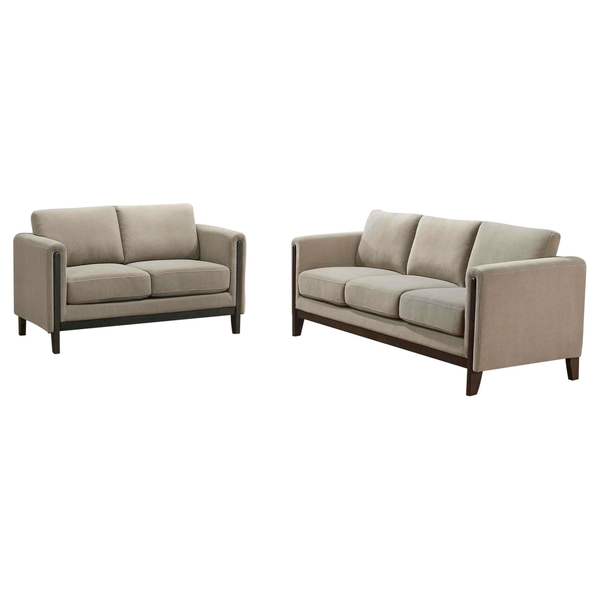Islington Taupe 2-Piece Upholstered Panel Arm Living Room Set by Coaster at Eve Furniture