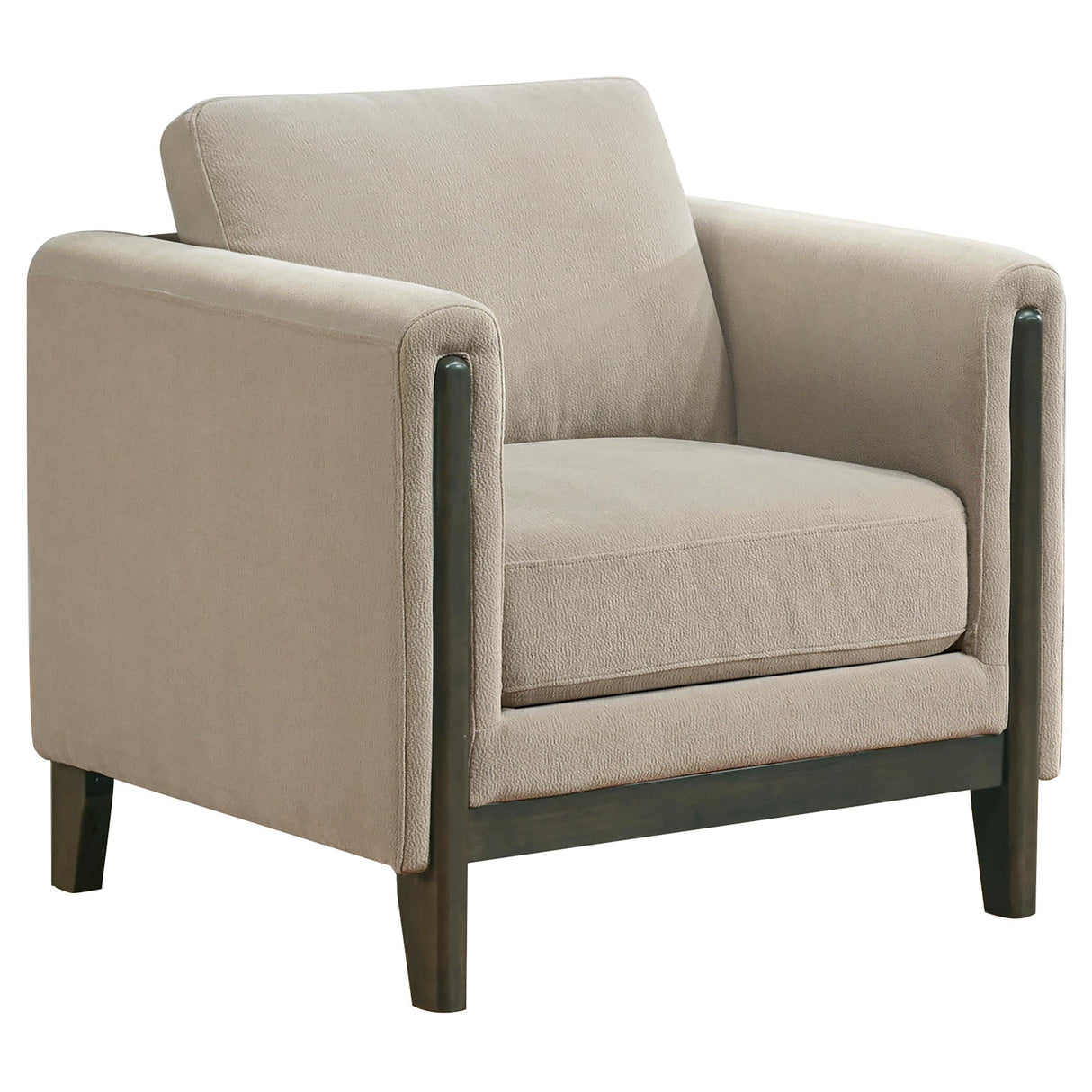 Islington Taupe Fabric Upholstered Panel Arm Accent Chair by Coaster at Eve Furniture