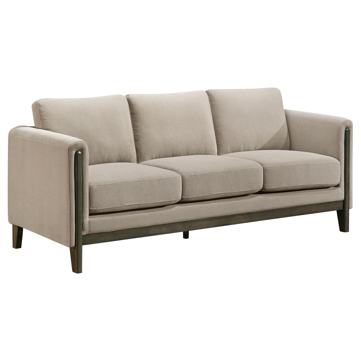 Islington Taupe Fabric Upholstered Panel Arm Sofa by Coaster at Eve Furniture
