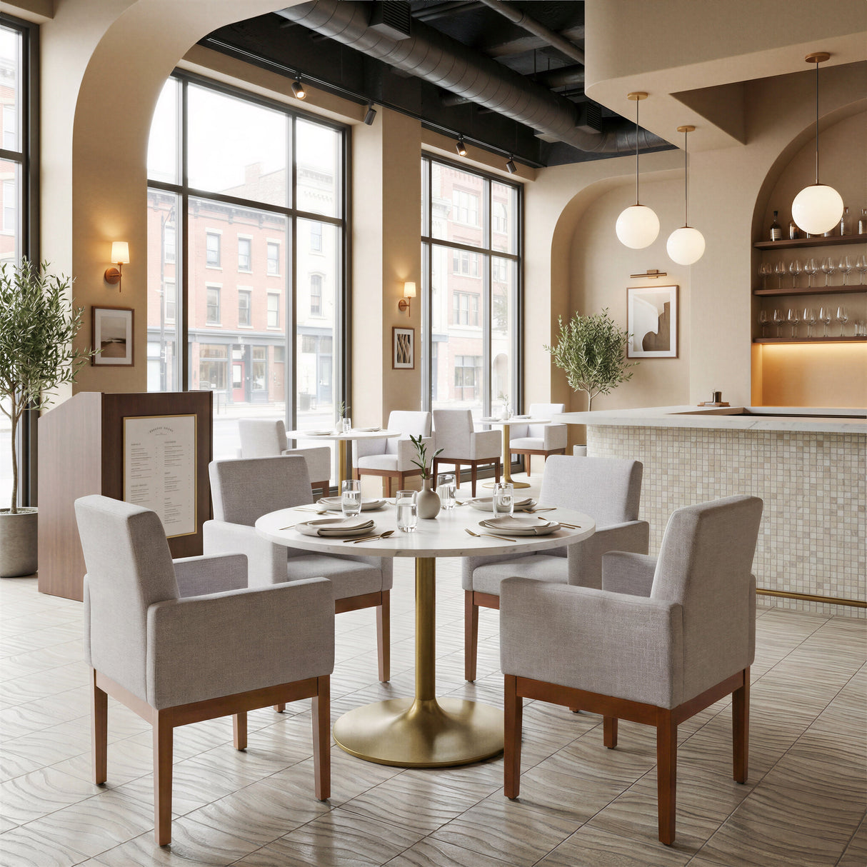 Ithaca White & Gold Dining Table by Zuomod at Eve Furniture