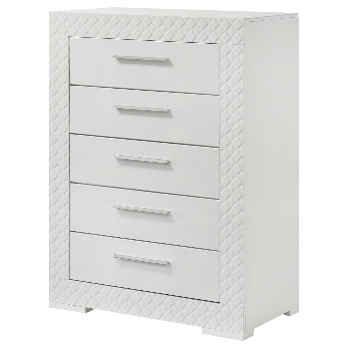 Ives 5-drawer Bedroom Chest of Drawers White High Gloss by Coaster at Eve Furniture