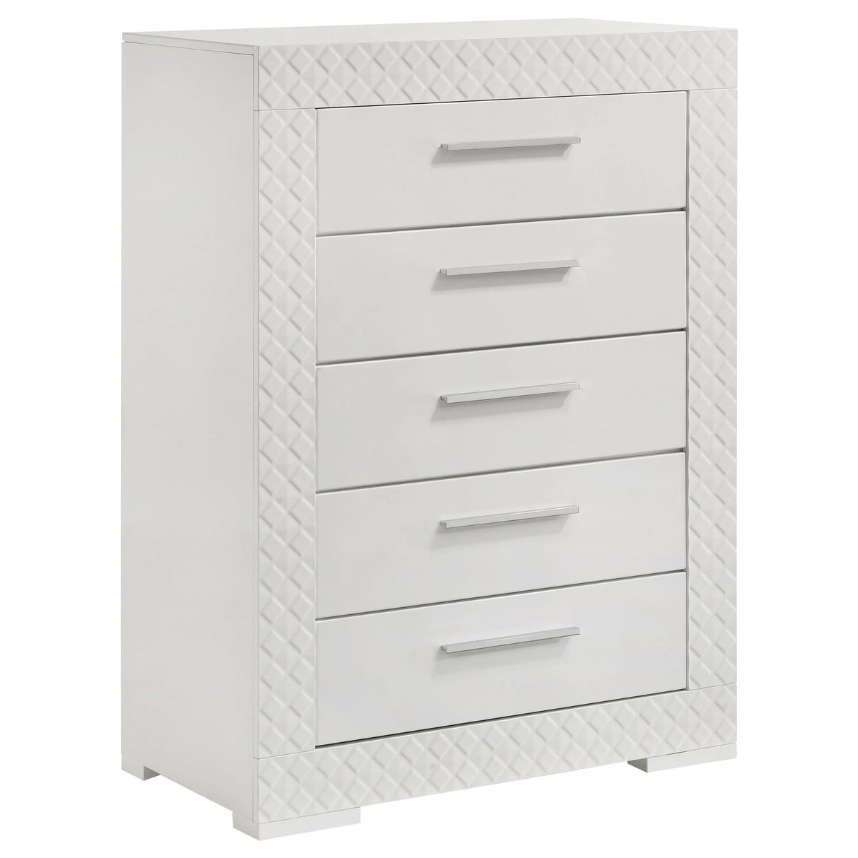 Ives White High Gloss 5-Piece Eastern King Bedroom Set by Coaster at Eve Furniture