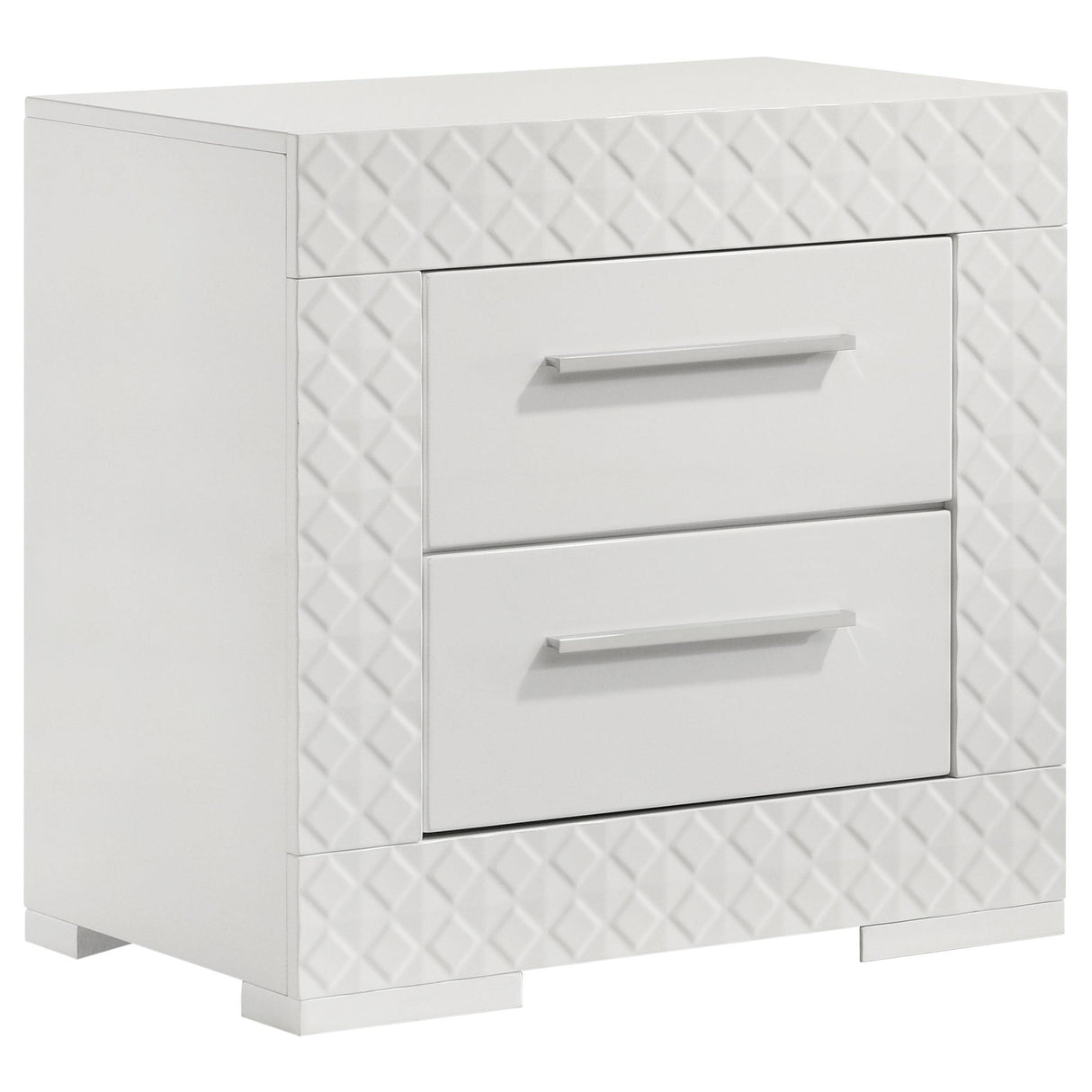 Ives White High Gloss 2-drawer Nightstand Bedside Table by Coaster at Eve Furniture