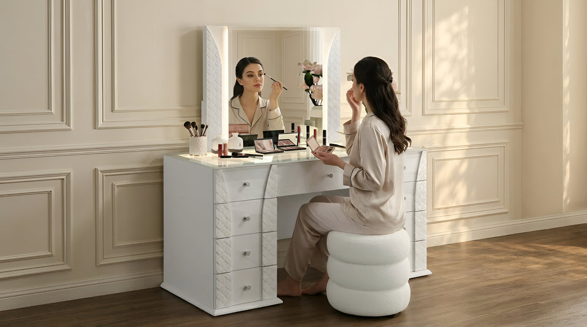 Ivette White Vanity Set by New Era Innovations at Eve Furniture