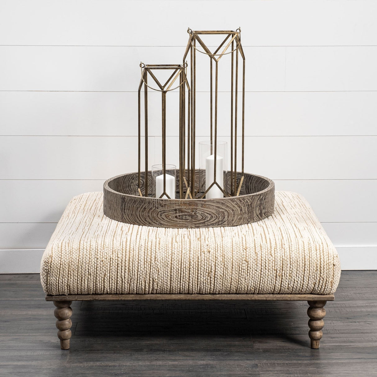 Ivy Large Gold Metal Geometric Cage Candle Holder Lantern by Mercana at Eve Furniture