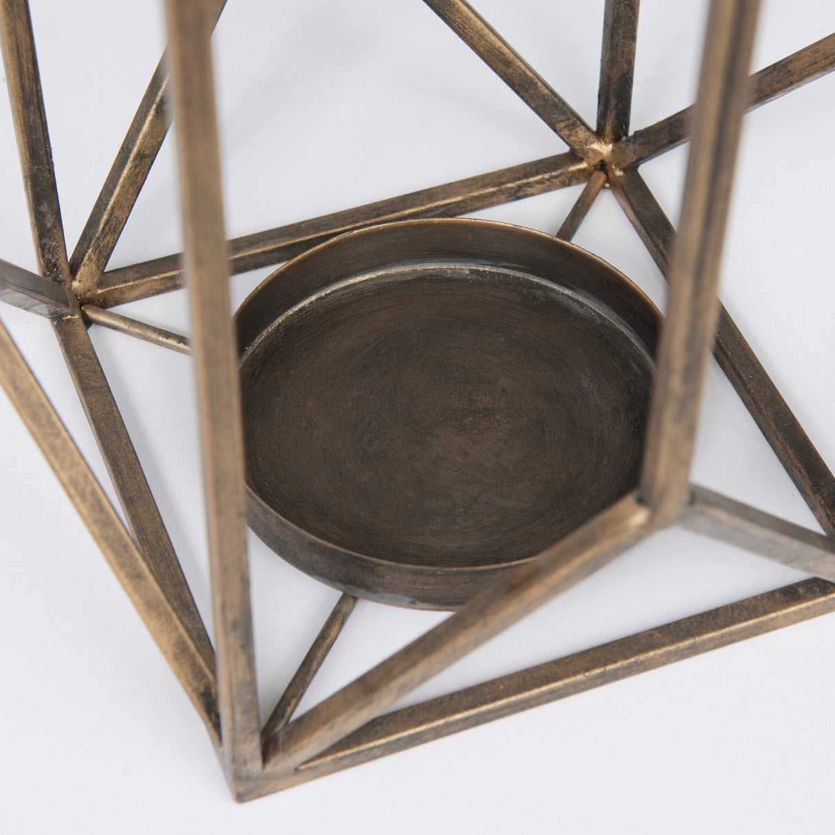 Ivy Large Gold Metal Geometric Cage Candle Holder Lantern by Mercana at Eve Furniture