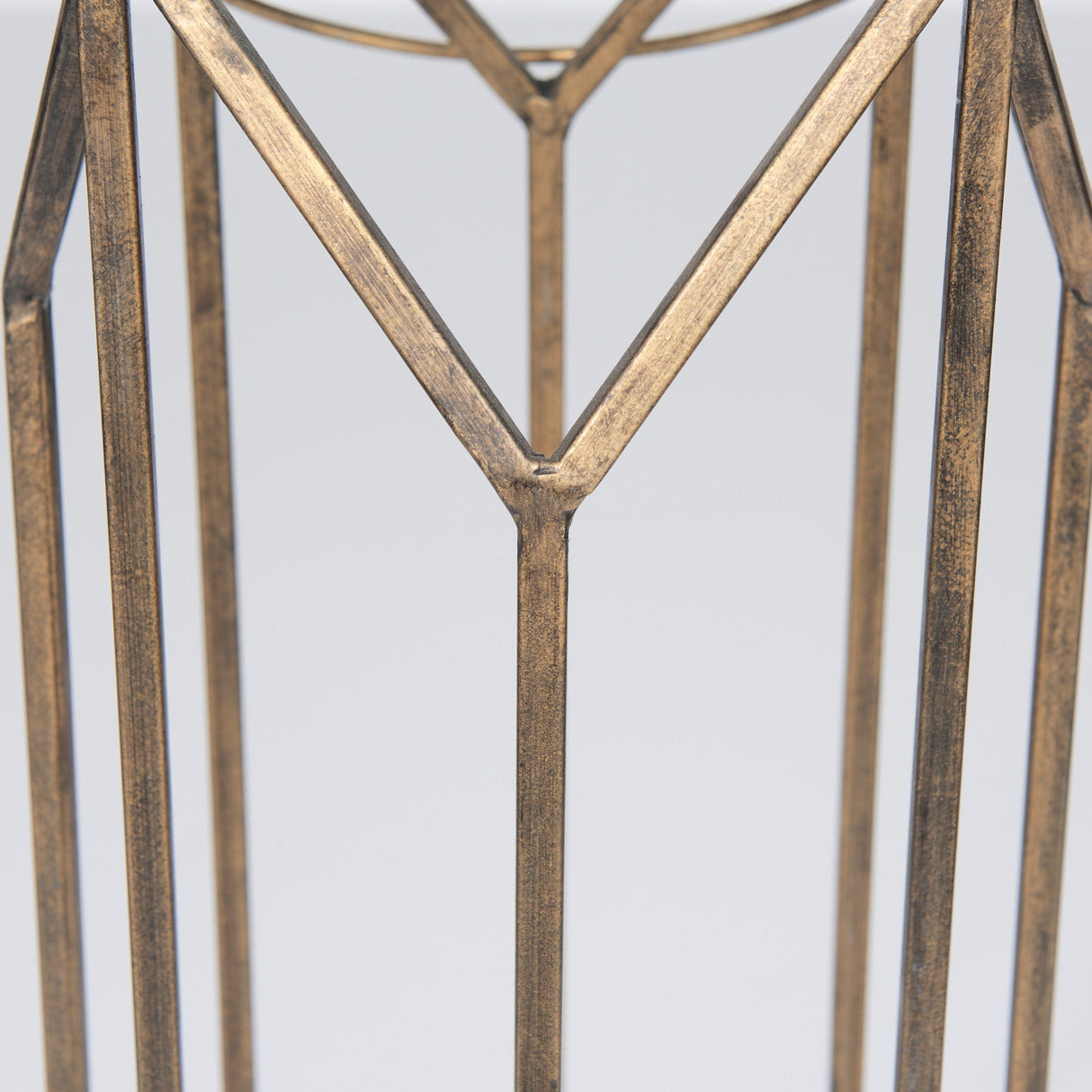 Ivy Small Gold Metal Geometric Cage Candle Holder Lantern by Mercana at Eve Furniture