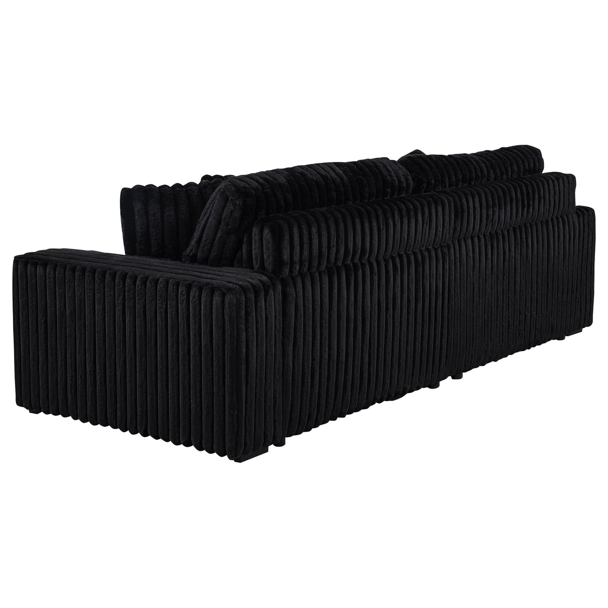 Jacana Corduroy Upholstered Dual Power Chaise Sofa Black by Coaster at Eve Furniture