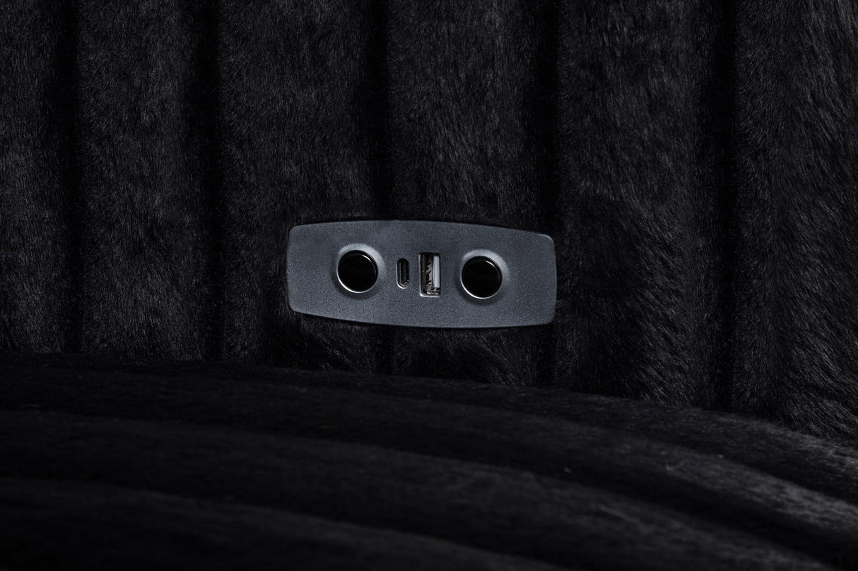 Jacana Corduroy Upholstered Dual Power Chaise Sofa Black by Coaster at Eve Furniture