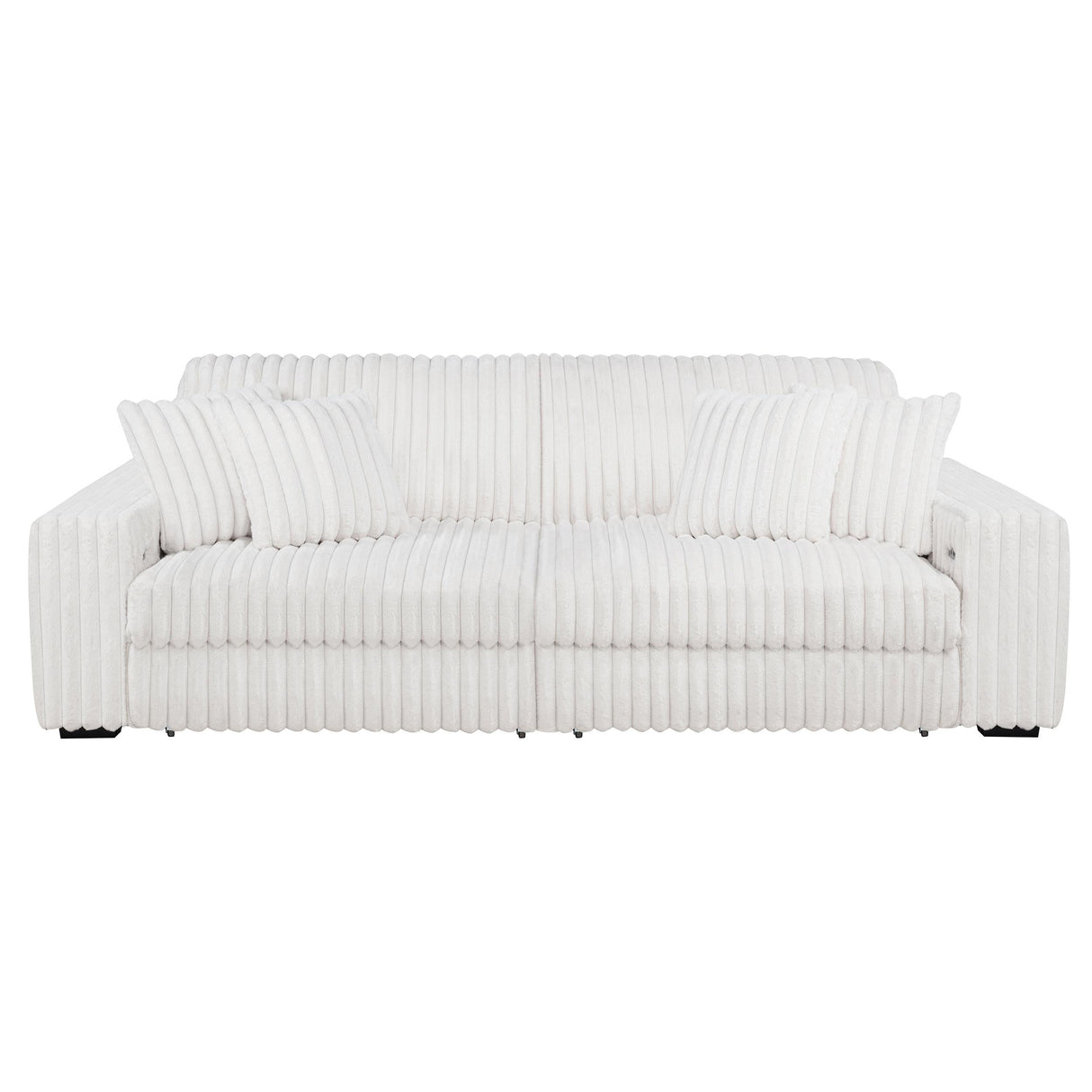 Jacana Corduroy Upholstered Dual Power Chaise Sofa Ivory by Coaster at Eve Furniture